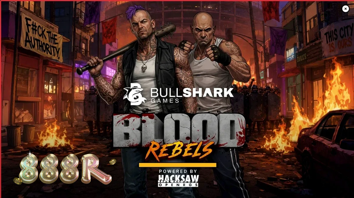 Tampilan visual slot Blood Rebels dengan tema urban yang kelam